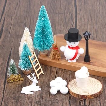 1 комплект само Снежен човек Пакет 1:12 Куклена Къща Коледна Сцена, Декор Коледна Елха, Снежен човек с Увреждания на Улично Осветително Дърво на снежната топка Детски Подарък