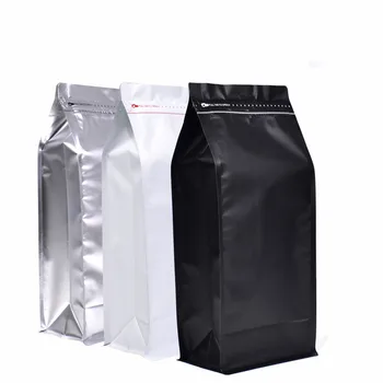 100шт 1 кг Черен / бял, сребърен пакет от алуминиево фолио за кафе, чай с мляко, с цип, осмоъгълни уплътнителен чанта