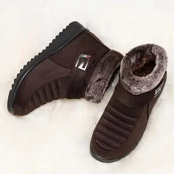2021 Дамски зимни обувки, Зимни обувки, Плюшени леки дамски Ботуши с цип за Мама, тъкани памучни Нескользящие Обувки на равна подметка, Дамски обувки
