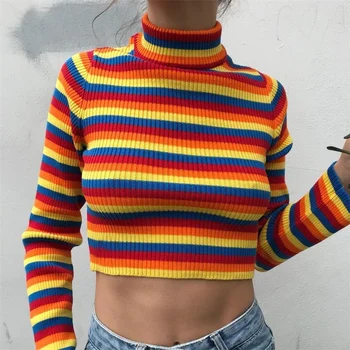 2021 нов зимен пуловер издаден пуловер вязаный или вязаный на една кука пуловер с висока воротом