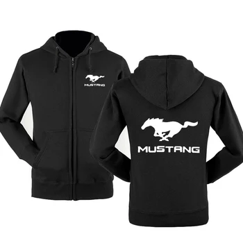 2022 нови Пролетно-Есенни Мъжки Блузи с Качулка за Кола Mustang с Логото, Модни Руното Hoody, Висококачествен Памучен Яке с Цип, Мъжки Дрехи
