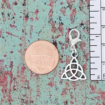 2X Стяга на възел в Брелке, цип с писалка, Ключодържател за чантата си Triquetra, Ключодържател със символ