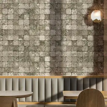 3D стерео ретро стар камък, тухла, мозайка, тапети ресторант вино дневна спалня бар ресторант тапети сиво матово PVC