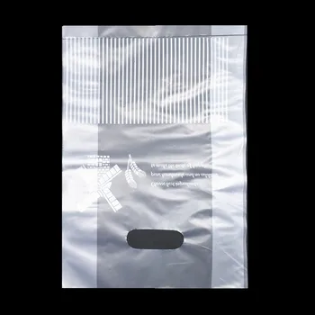 500 бр./лот, Матирана Прозрачна Пластмасова Опаковъчна чанта с дръжка, с принтом 