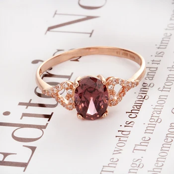585 лилаво, златно покритие 14 До розово злато, инкрустирани с овална форма crystal ruby годежни пръстени за двойки елегантен лек луксозни бижута подарък