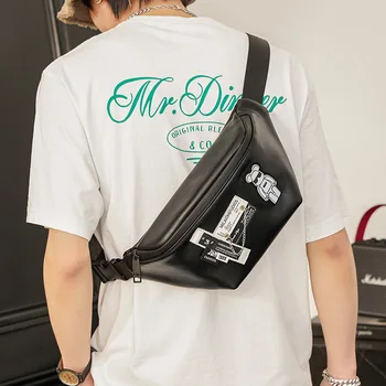 DAEYOTEN Мъжки Модни Нагрудная чанта, Проста Младежта Кожена чанта-месинджър чанта за езда, мъжки Поясная чанта, Реколта чанта ZM1310