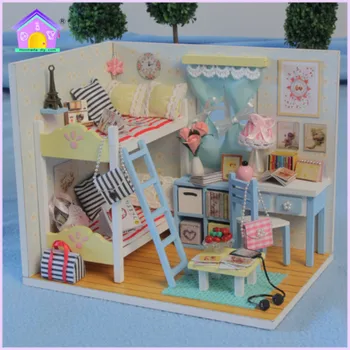 DIY wooden Куклена Къща Миниатюрен Куклена Къща С Мебели kawaii дома за деца играчка 6 стилове прекрасни подаръци за Коледа
