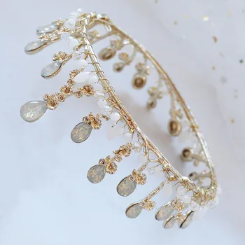 JaneVini Нова Мода Кръг на Сватбената Корона и Диадема-Ръчна изработка, с Украса под формата на кристали, Кристали, Принцеса сватба, Сватбени Бижута, Аксесоари за Коса