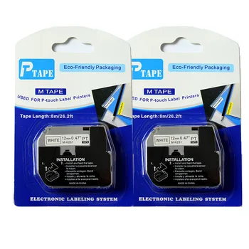 MK231 Съвместима этикеточная лента P-touch M-K231 этикеточная лента с черен цвят на бял M-лента за PT100, PT110, PT принтер MK-231