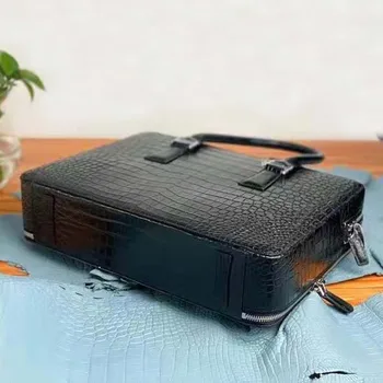 Ouluoer мъжки чанти, Бизнес случайни портфейл мъжка чанта, мъжка чанта, изработена от крокодилска кожа, мъжки чанти Чанта за лаптоп