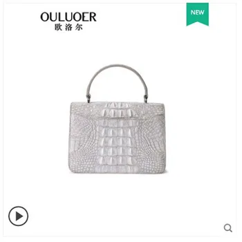 Ouluoer Тайландски чанта от крокодилска кожа на едното рамо, диагонално чанта с появата на веригата, малка чанта, дамска чанта, бяла малка квадратна женствена чанта