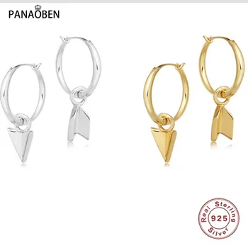 PANAOBEN Обеци-халки от Сребро 925 проба за Жени, Корейската Мода, Асиметричен Кок и Обеци, Прости Бижута за Пиърсинг на Ушите