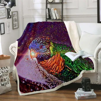 Plstar Cosmos цветно Одеяло с шарките на Папагал, 3D принт, Шерпа, Одеало за легло, Детски Цвете Домашен текстил за момичета, Страхотна стил-11