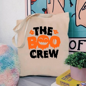 The Boo Crew Персонални Чанта за Трикове или Предложения за Хелоуин, Чанта-призрак, Чанта-тоут, Бонбони, Чудовище, Чанти за Хелоуин, Холщовая чанта за Хелоуин