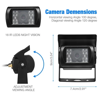 Безжична Камера за обратно виждане, Инфрачервени Светлини за Нощно Виждане за Камиони RV 7-инчов Автомобилен Монитор със система за заден ход 12-24 В
