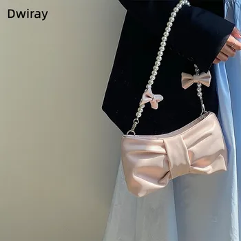 Дамска чанта Dwiray с перлата на Носа под Мишниците, Женствена чанта 2023, Нова Малка Прясна Страхотна Чанта, Корейската версия, чанта през рамо с едно рамо