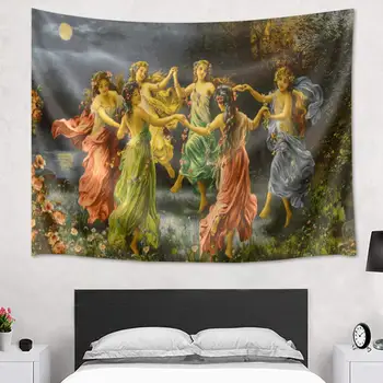 Европейска Фея Гръцката Богиня на Кралския Двор Шест Прагове Момичета Танцуващи Стенни Картини за Домашен Декор на Стаята