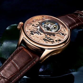 Истински часовник с Турбийоном GUANQIN 2019, Сапфировые часовници, Механични часовници с Ръчно от мъжки часовници, Най-добрата марка за луксозни relogio masculino