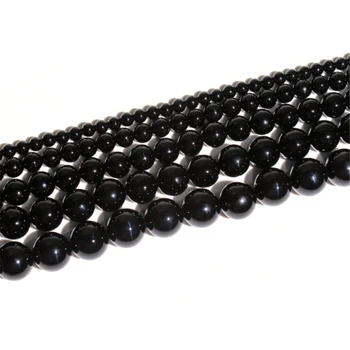 Качество на Черен Ахат Естествен Разделител Свободни Мъниста за бижута направи си САМ Аксесоари за Гривни (Изберете размер 4 6 8 10 mm)