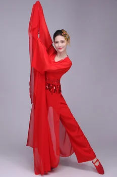 Китайски Класически Танц Костюм С Водно Ръкав Yangko Национален Червен Традиционен Танц Страхотна Народно Сценична Рокля Дрехи за Изпълнения