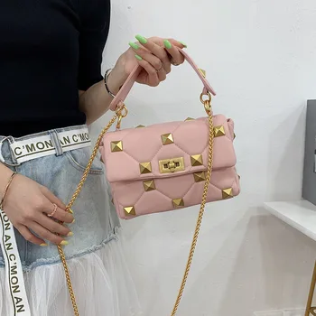 луксозни дизайнерски портмонета и чанти за жени с нитове, висококачествени чанти от горната дръжка, дамски ръчни чанти, Чанта-Месинджър на рамо, нова