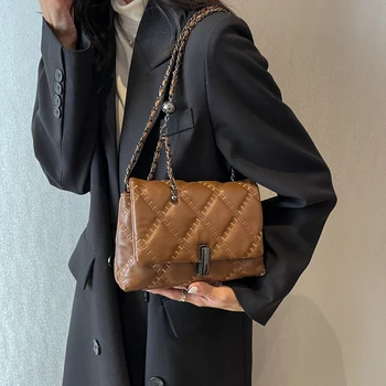 Модни Малки Чанти през Рамо от Изкуствена Кожа за Жени 2022, Луксозна Марка Чанта, Дамски Верига, Дизайнерска Чанта за Ръце