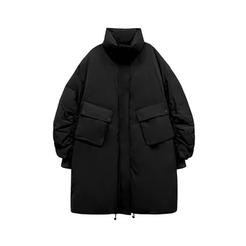 Модно пуховое палто В Корейски стил, Пуховик Dongdaemun е със Средна Дължина 2022, Зимно палто с висока яка, Дебела Бяла утиный пух, Мешковатое Палто
