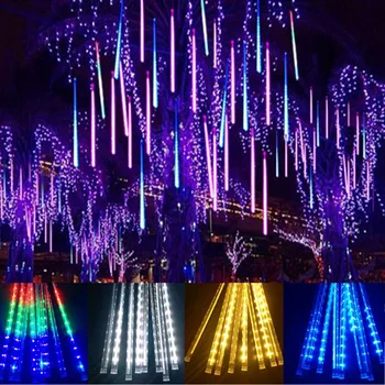 На открито LED Метеоритен Дъжд Светлините на Падащи Капки Дъжд Страхотна Струнен Светлината на Коледна Украса за Сватба Парти Градина Улично Осветление