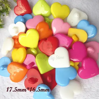 Нови 144 бр 18 мм многоцветни пластмасови копчета във формата на сърце за Шиене на децата ръчно изработени, декоративни материали в насипно състояние