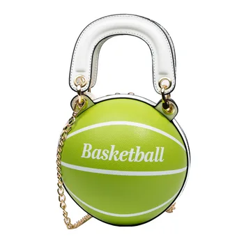 Нови Модни Кръгли Чанти във формата на Баскетбол за Жени, Реколта Чанта на Рамото, Кожена Чанта на Верига за Момичета, Дамски Чанти-незабавни посланици