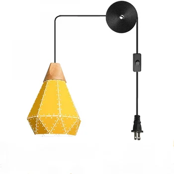 Окачен лампа за полилеи с резным метален абажуром, Прекрасен Жълт plug подвесном осветление, Окачен лампа в селски стил