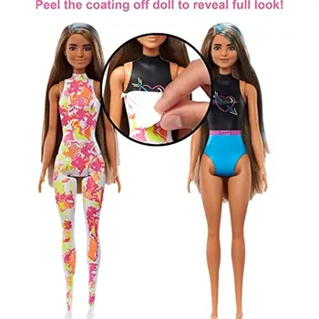 Оригиналната Кукла Барби Color Reveal Вратовръзка Боядисват Пикае, Напълно Неон Мода, Аксесоари-Изненади, Играчки за Момичета, Подарък за Обезцветяване на Водата