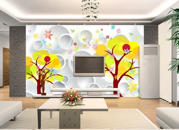 Потребителски 3D стенописи,абстрактно дърво 3D кръг papel de parede,хол разтегателен ТЕЛЕВИЗИЯ стени детска спалня тапети