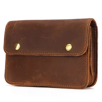 Поясная чанта за телефон от естествена кожа в ретро стил, двупластова Трехслойная чанта, джоб, чанта от Телешка кожа, Многофункционална чанта за рамо Crazy Horse