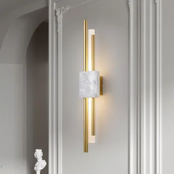 Скандинавски модерен прост светлина луксозен мрамор креативен стенен лампа самоличността на нощна лампа за спални хол ТЕЛЕВИЗИЯ фон, с монтиран на стената лампа