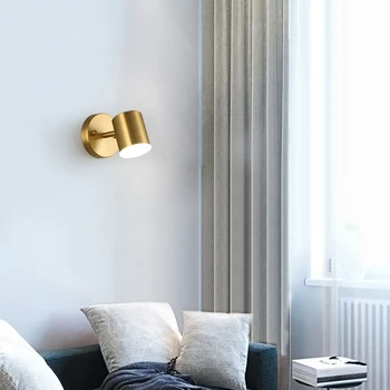 Скандинавските Медни LED осветление Стена Спалня Нощни Стенни Лампи За Четене Преминаване на Фона на Лампа на Вътрешното Украса Домашно Осветление