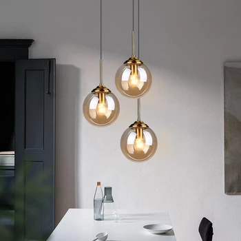 Скандинавските Стъклени Висящи Лампи LED Висящи плафониери Подвесное Осветление Хол, Кухня Окачен Лампа Лампа Декор