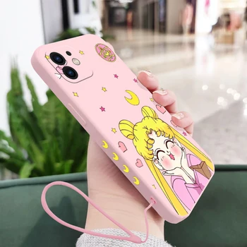 Сладко аниме Калъф За телефон Sailor Moon За iPhone 14 13 12 11 Pro Max Mini X XR XS MAX SE 2020 г. 8 7 Plus със Силиконов Калъф за съвсем малък