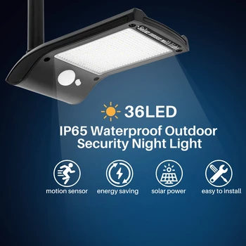 Слънчеви светлини 36 LED Водоустойчива IP65, Открит нощна светлина за Безопасност, Безжичен Стенен Лампа За Градина, Ограда, Гараж с Врата,