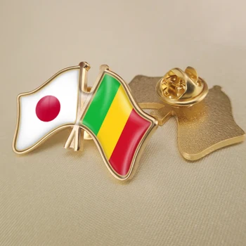 Япония и Мали Кръстосани Двойни Знамена Приятелство Игли за Ревери Брошки Икони